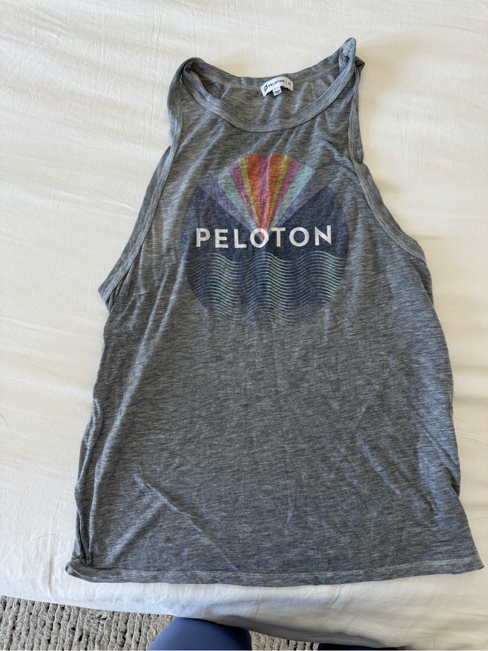 Peloton Gray Tank Top with Multicolor Fan Graphic